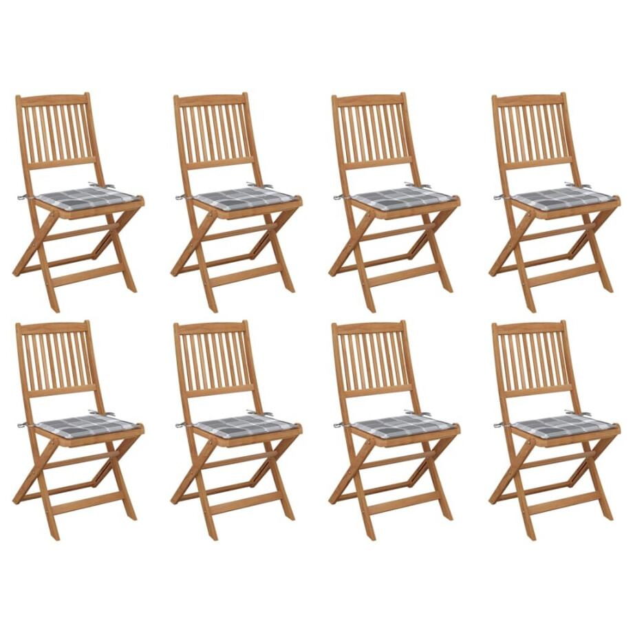 vidaXL Tuinstoelen 8 st inklapbaar met kussens massief acaciahout afbeelding 1