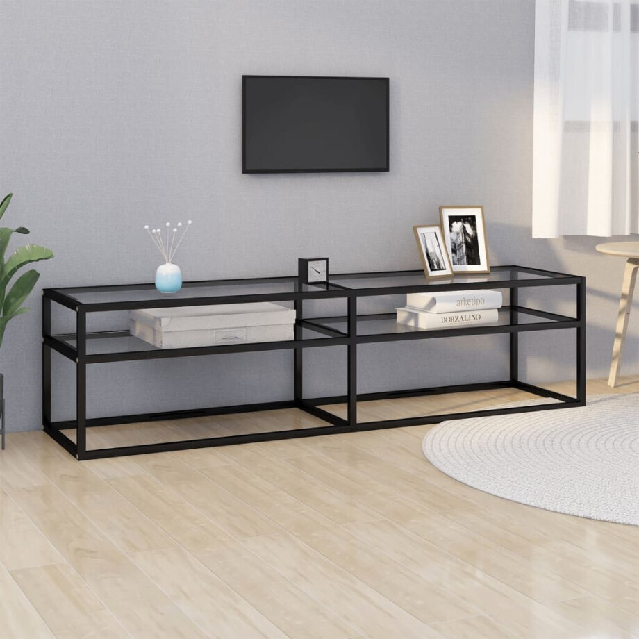 vidaXL Tv-meubel 160x40x40,5 cm gehard glas transparant vidaXL Tv-meubel 160x40x40,5 cm gehard glas transparant afbeelding 1