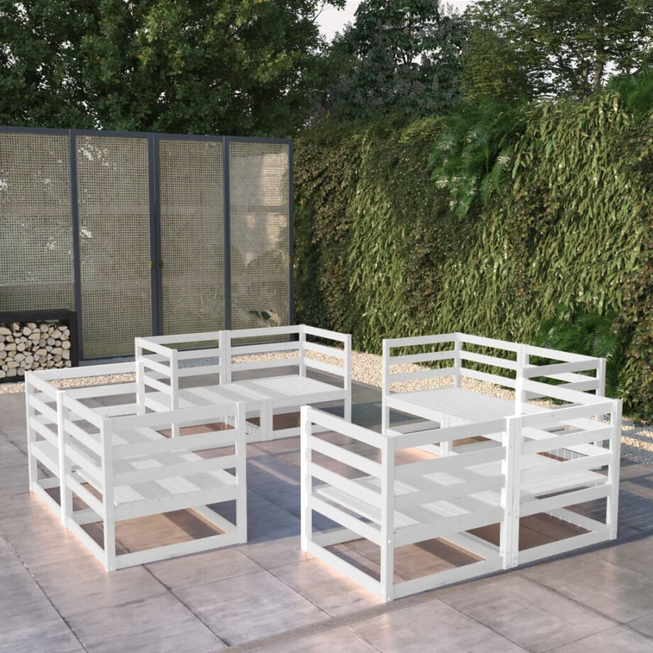 vidaXL 8-delige Loungeset massief grenenhout wit vidaXL 8-delige Loungeset massief grenenhout wit afbeelding 1