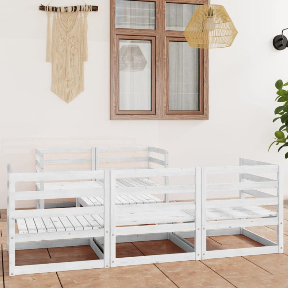 vidaXL 6-delige Loungeset massief grenenhout wit afbeelding 1