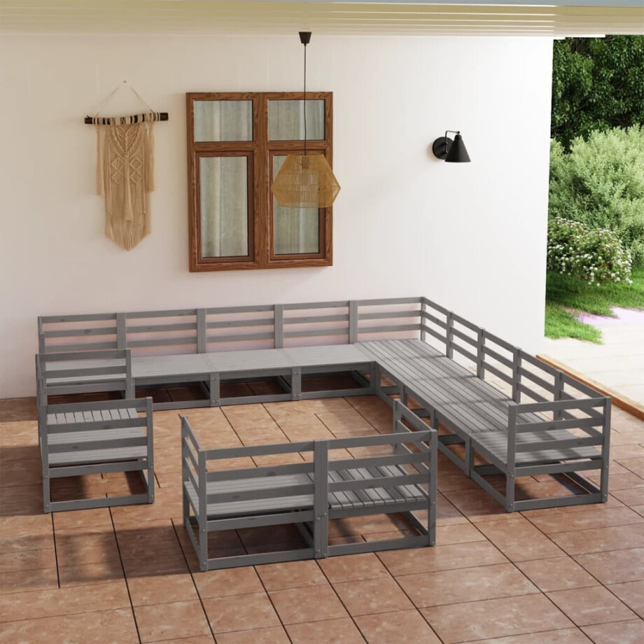 vidaXL 13-delige Loungeset massief grenenhout afbeelding 1