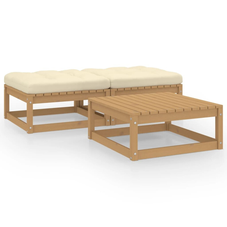 vidaXL 3-delige Loungeset met kussens massief grenenhout afbeelding 1