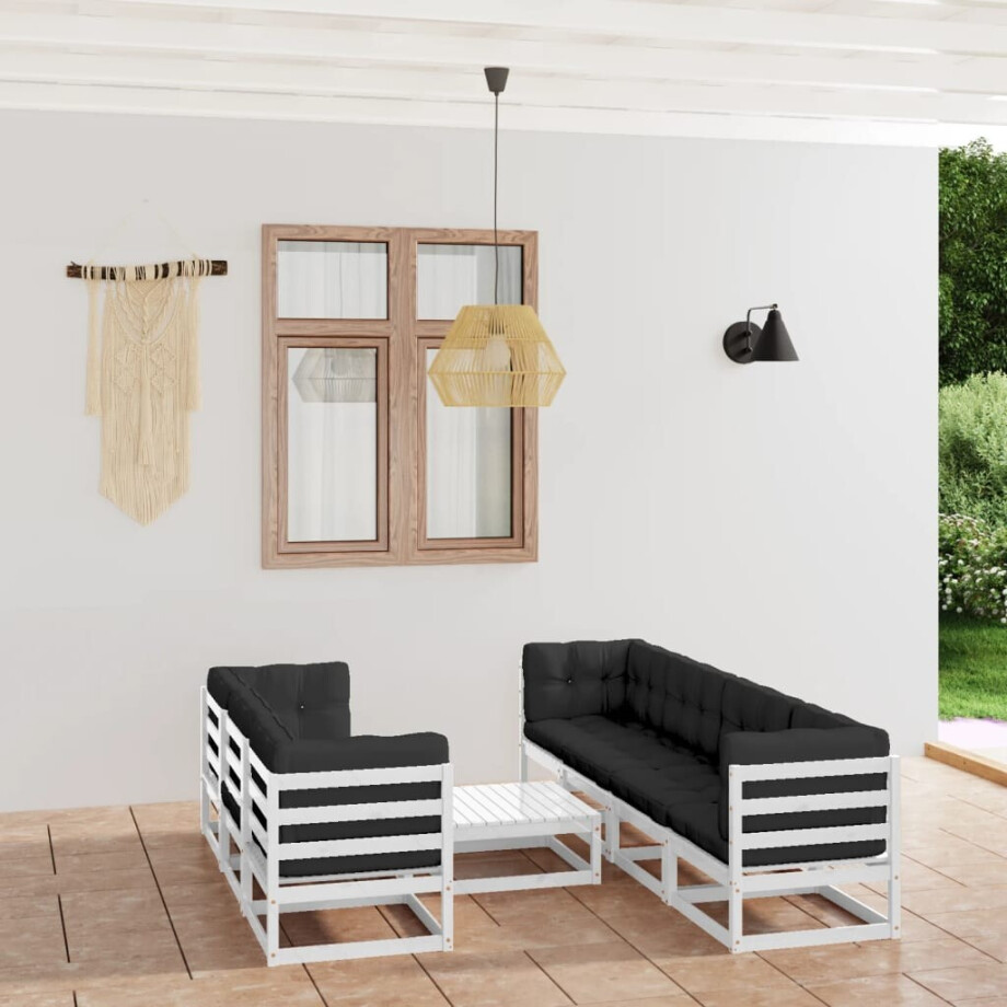 vidaXL 8-delige Loungeset met kussens massief grenenhout afbeelding 1