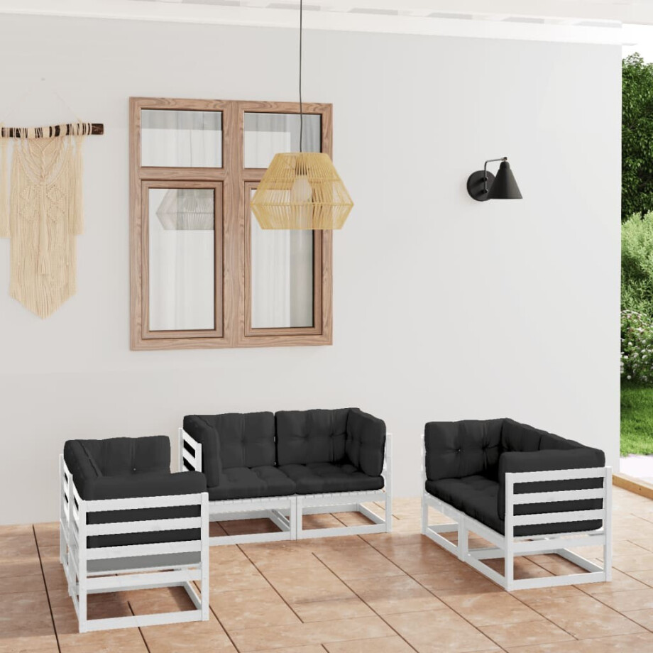 vidaXL 6-delige Loungeset met kussens massief grenenhout vidaXL 6-delige Loungeset met kussens massief grenenhout afbeelding 1