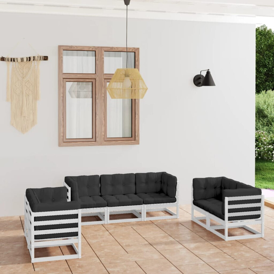 vidaXL 7-delige Loungeset met kussens massief grenenhout vidaXL 7-delige Loungeset met kussens massief grenenhout afbeelding 1
