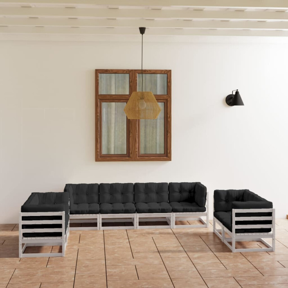 vidaXL 8-delige Loungeset met kussens massief grenenhout afbeelding 1