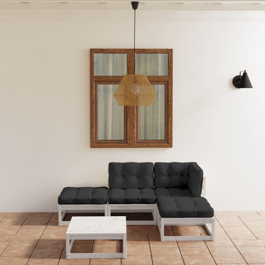 vidaXL 5-delige Loungeset met kussens massief grenenhout vidaXL 5-delige Loungeset met kussens massief grenenhout afbeelding 1