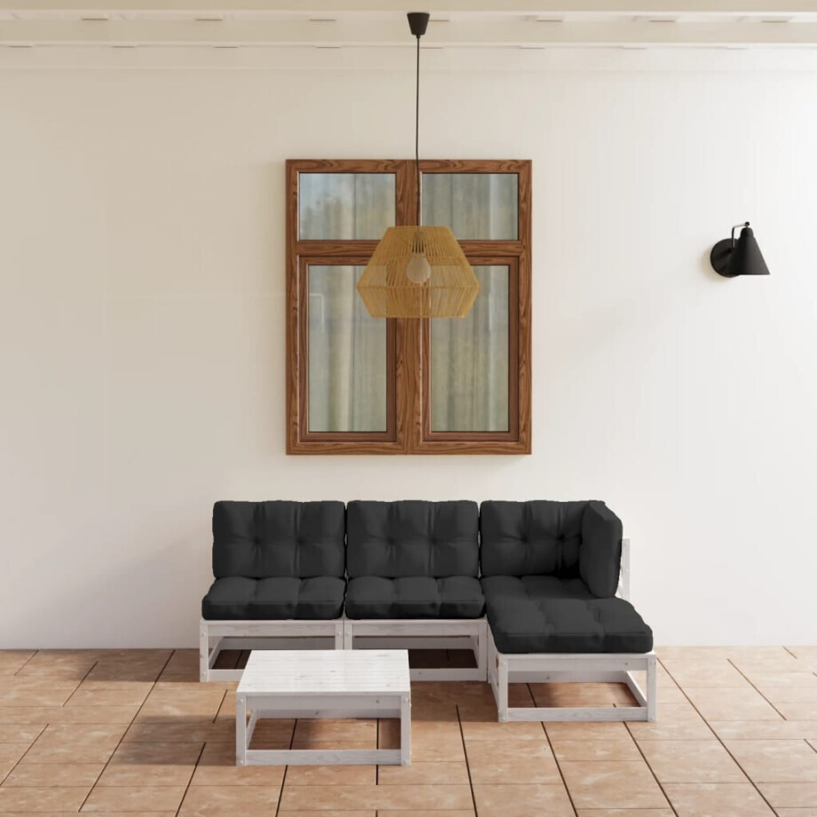 vidaXL 5-delige Loungeset met kussens massief grenenhout vidaXL 5-delige Loungeset met kussens massief grenenhout afbeelding 1