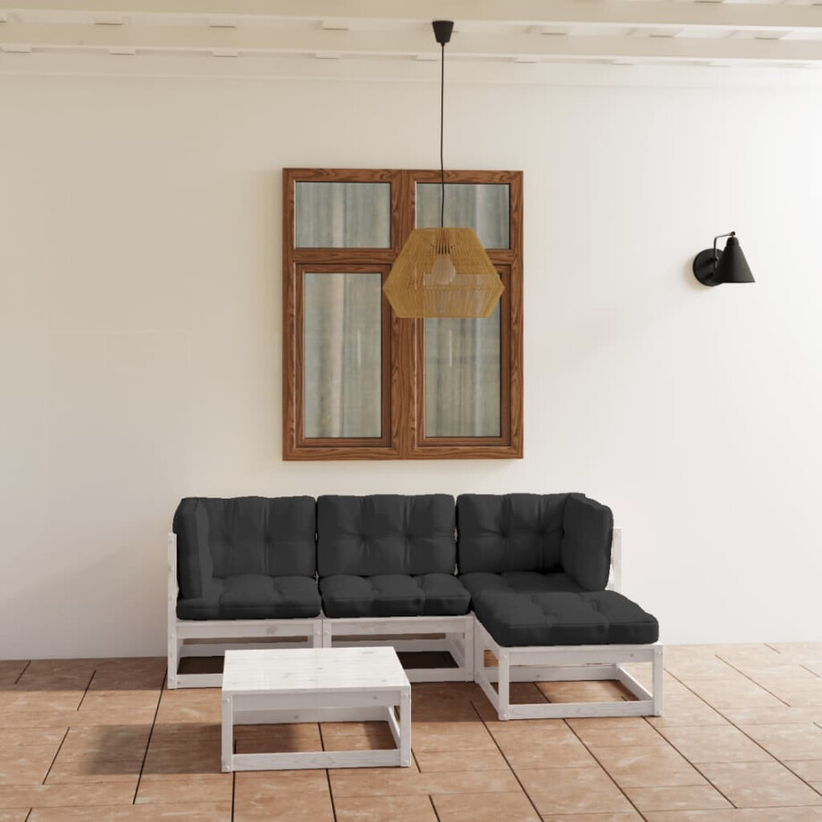vidaXL 5-delige Loungeset met kussens massief grenenhout vidaXL 5-delige Loungeset met kussens massief grenenhout afbeelding 1
