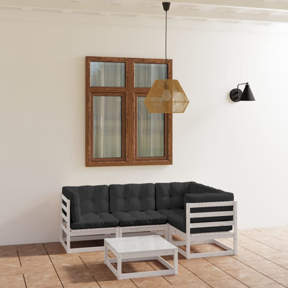 vidaXL 5-delige Loungeset met kussens massief grenenhout vidaXL 5-delige Loungeset met kussens massief grenenhout afbeelding 1
