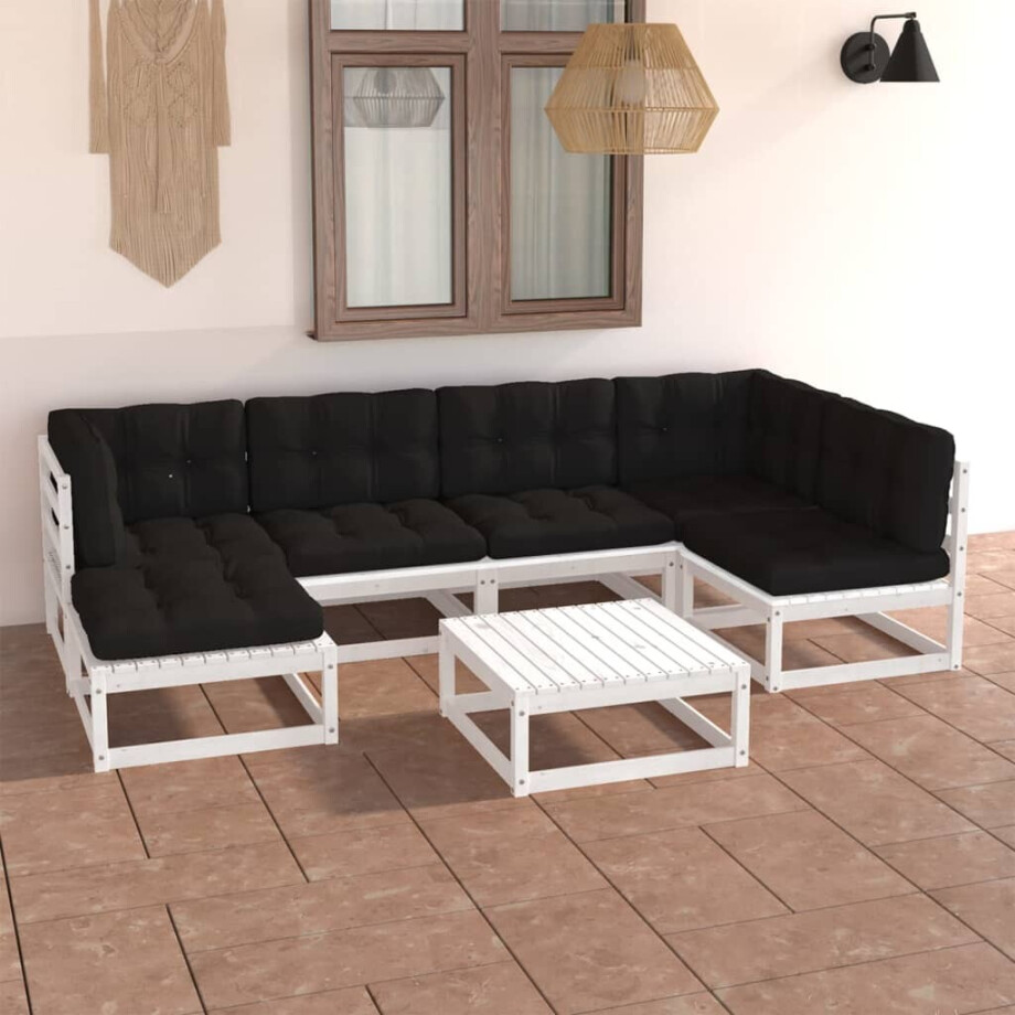 vidaXL 7-delige Loungeset met kussens massief grenenhout vidaXL 7-delige Loungeset met kussens massief grenenhout afbeelding 1