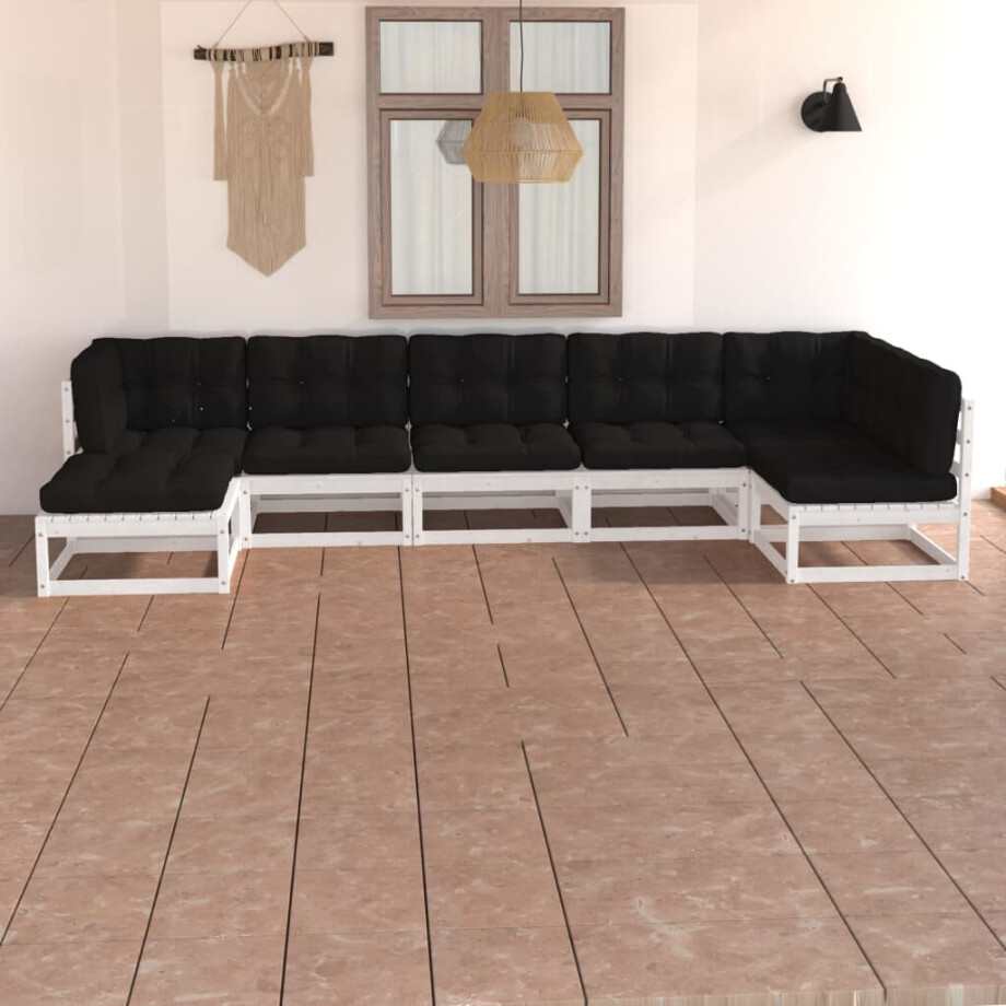 vidaXL 7-delige Loungeset met kussens massief grenenhout afbeelding 1