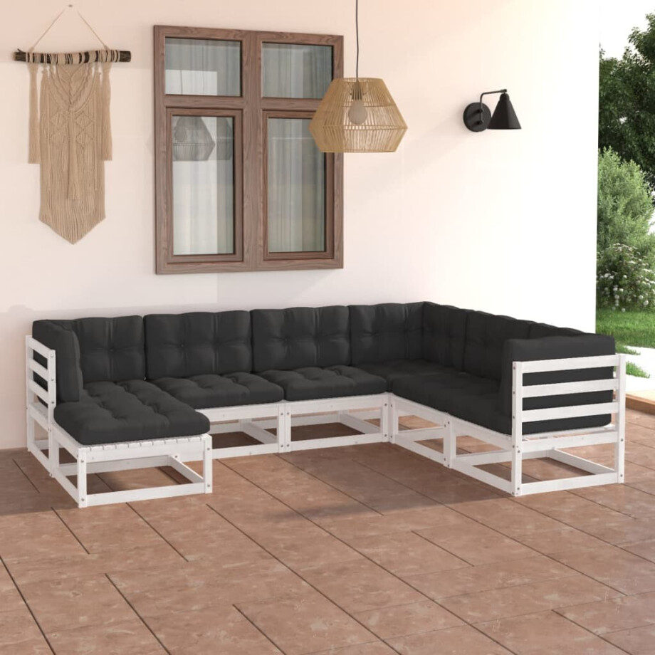 vidaXL 7-delige Loungeset met kussens massief grenenhout afbeelding 1