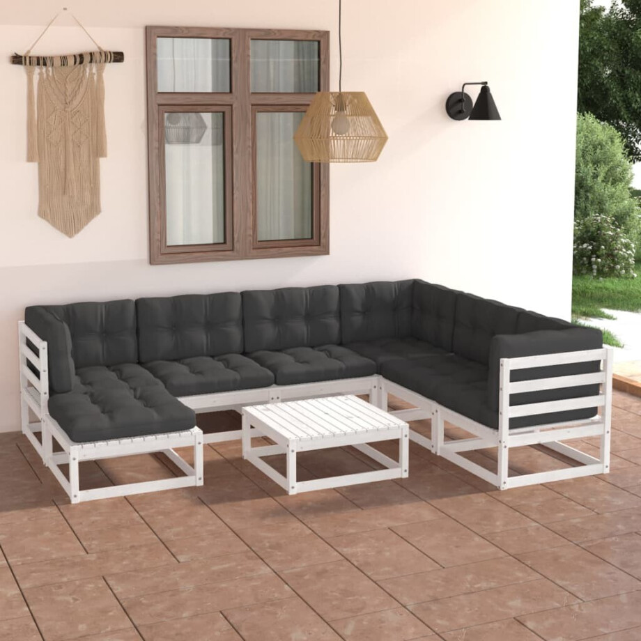 vidaXL 8-delige Loungeset met kussens massief grenenhout vidaXL 8-delige Loungeset met kussens massief grenenhout afbeelding 1