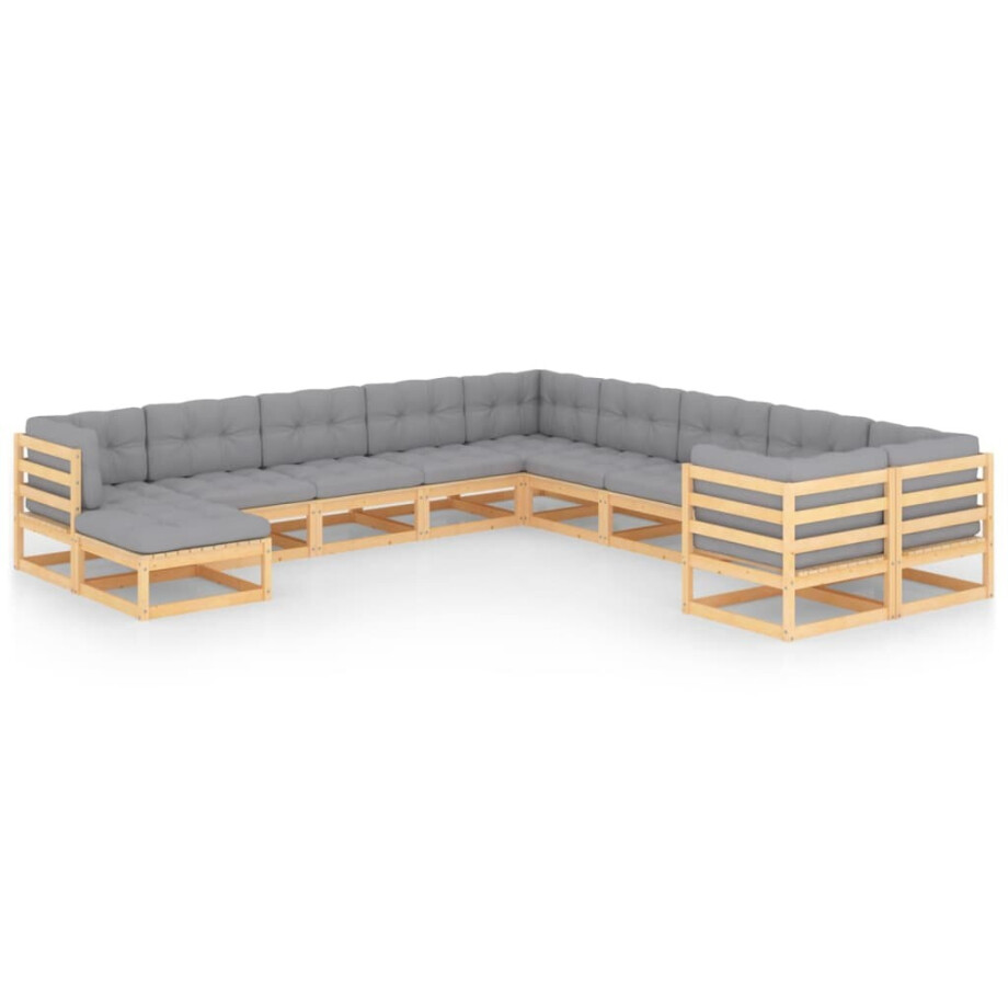 vidaXL 11-delige Loungeset met kussens massief grenenhout vidaXL 11-delige Loungeset met kussens massief grenenhout afbeelding 1
