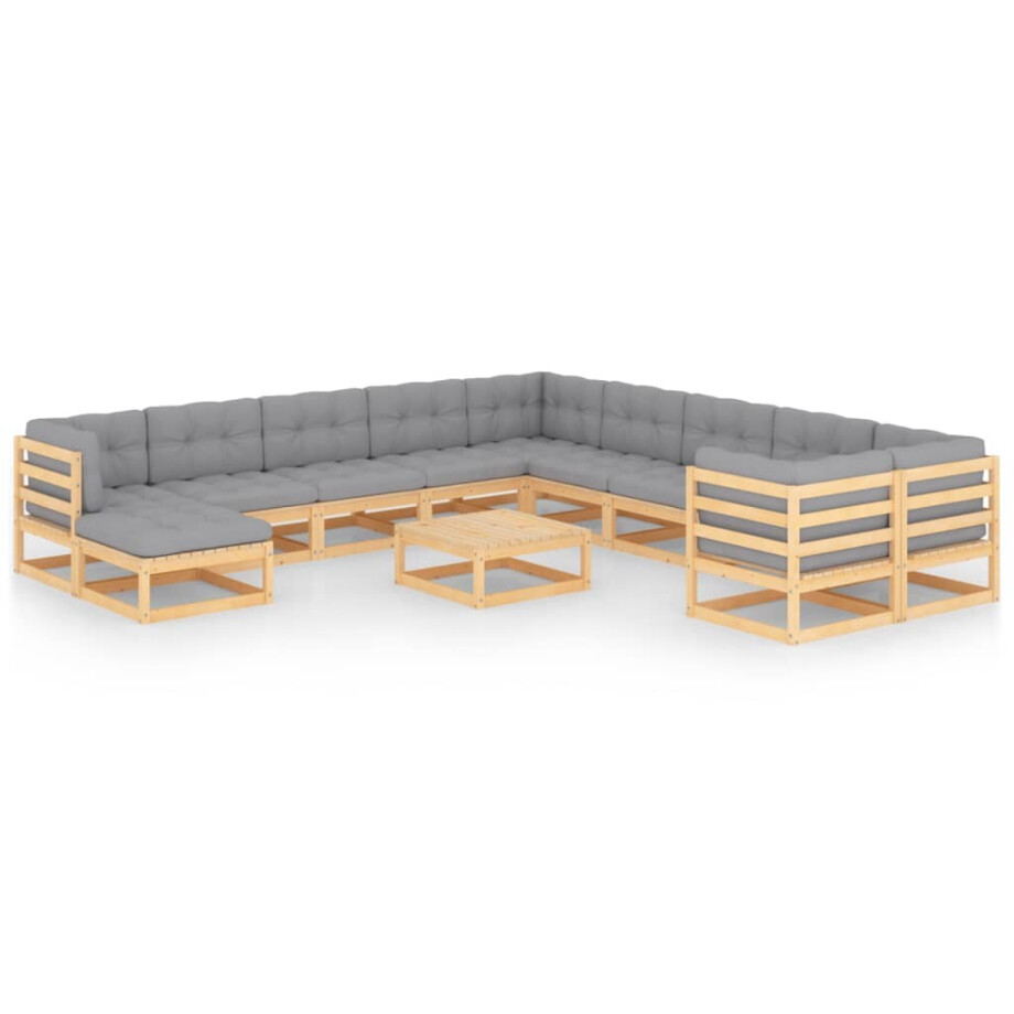 vidaXL 12-delige Loungeset met kussens massief grenenhout vidaXL 12-delige Loungeset met kussens massief grenenhout afbeelding 1