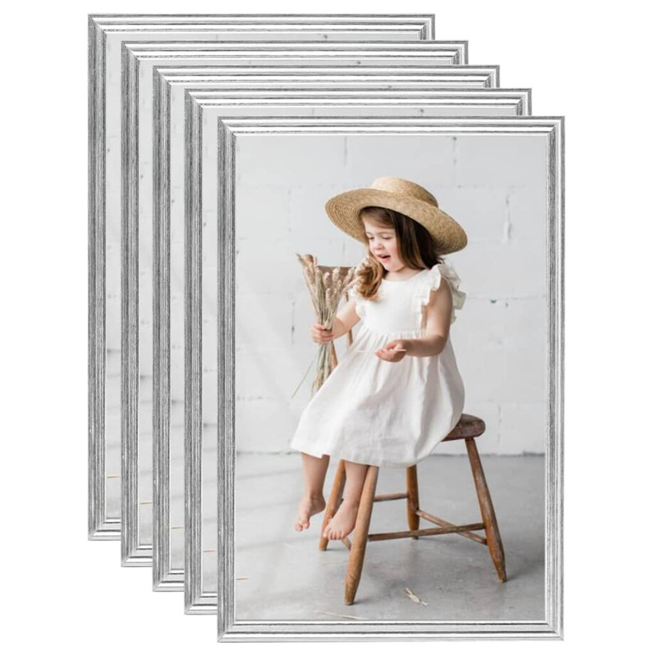 vidaXL Fotolijsten 5 st voor wand 70x90cm MDF zilverkleurig afbeelding 1