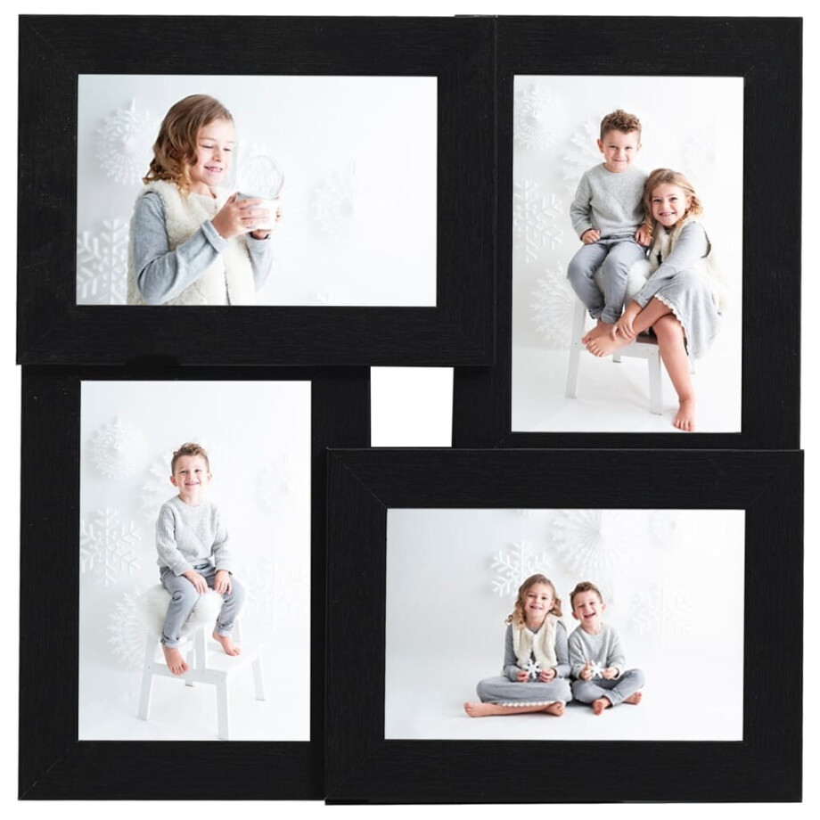 vidaXL Fotolijst voor 4x(13x18 cm) foto MDF zwart vidaXL Fotolijst voor 4x(13x18 cm) foto MDF zwart afbeelding 1