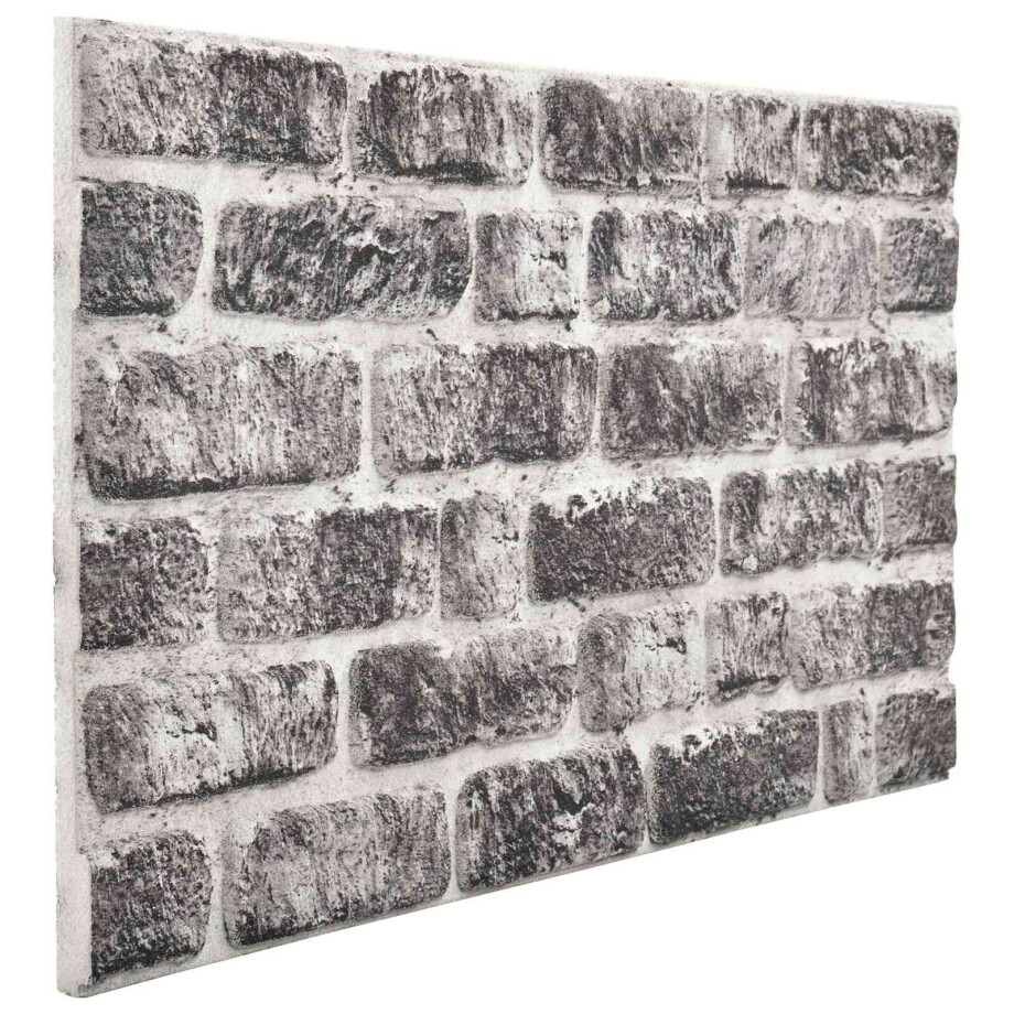 vidaXL Wandpanelen 10 pcs Donkergrijs en Wit 100 x 50 cm EPS-schuim afbeelding 1