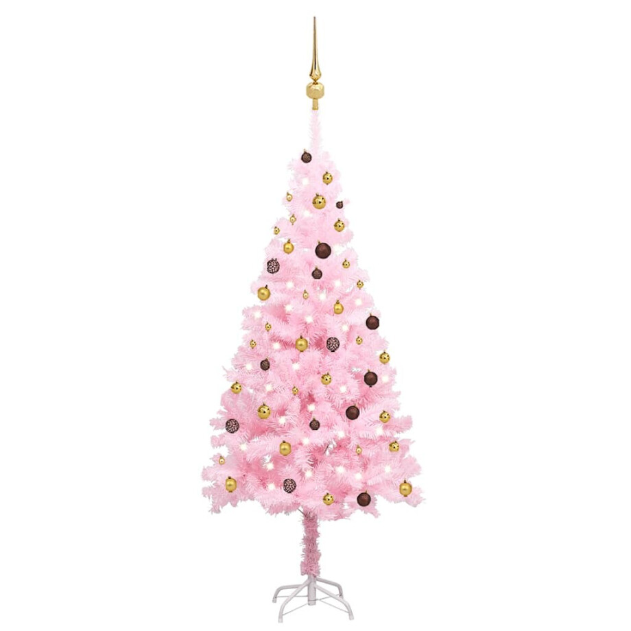 vidaXL Kunstkerstboom met verlichting en kerstballen 210 cm PVC roze vidaXL Kunstkerstboom met verlichting en kerstballen 210 cm PVC roze afbeelding 1