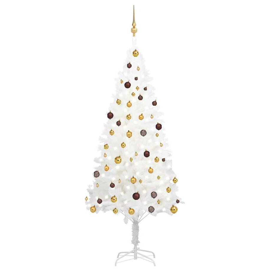 vidaXL Kunstkerstboom met verlichting en kerstballen 210 cm PVC wit vidaXL Kunstkerstboom met verlichting en kerstballen 210 cm PVC wit afbeelding 1