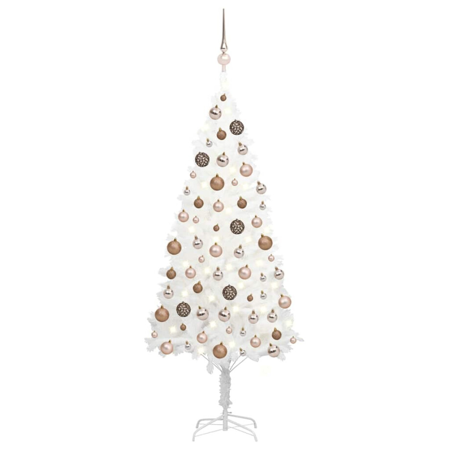 vidaXL Kunstkerstboom met verlichting en kerstballen 150 cm PVC wit vidaXL Kunstkerstboom met verlichting en kerstballen 150 cm PVC wit afbeelding 1