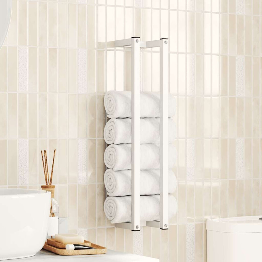 vidaXL Handdoekenrek 12,5x12,5x60 cm staal wit vidaXL Handdoekenrek 12,5x12,5x60 cm staal wit afbeelding 1