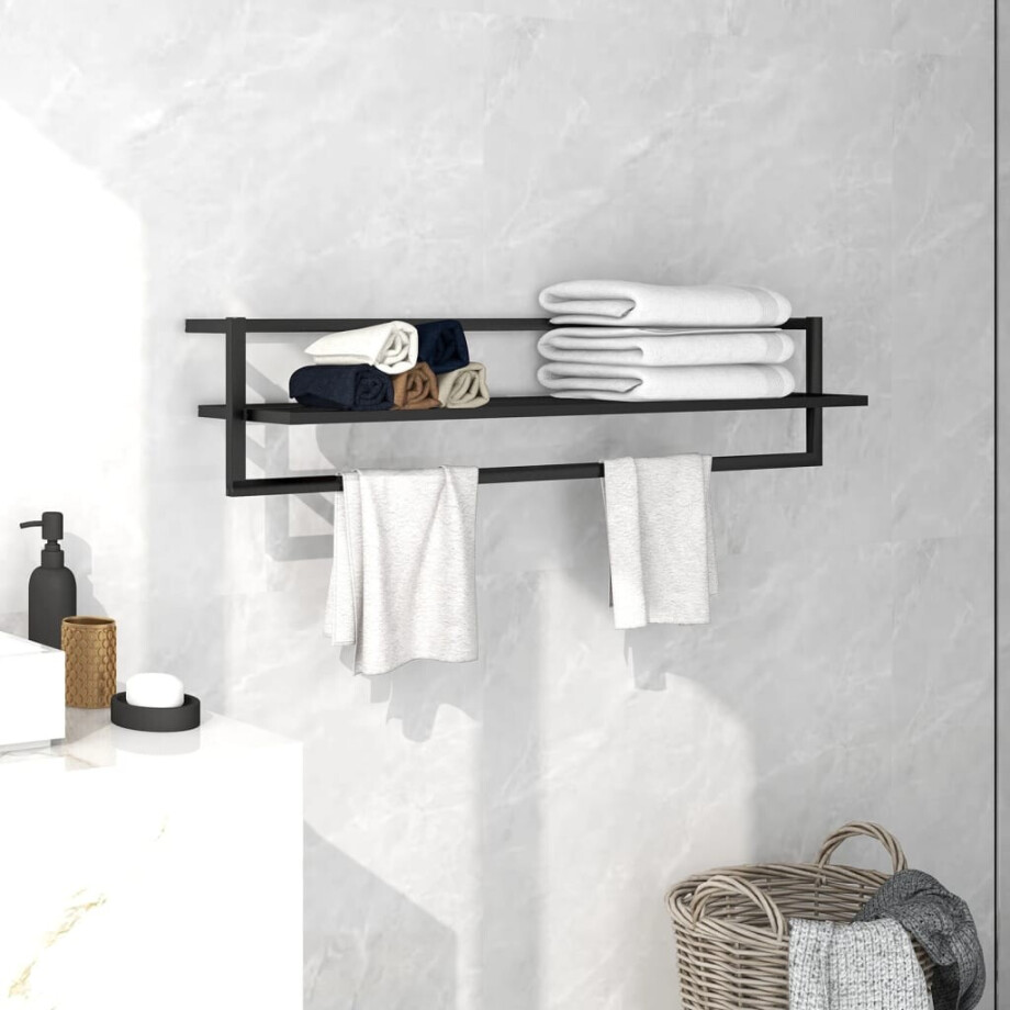 vidaXL Handdoekenrek 95x25x22 cm ijzer zwart vidaXL Handdoekenrek 95x25x22 cm ijzer zwart afbeelding 1