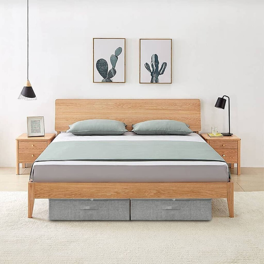 vidaXL Opbergbox 70x40x18 cm stof grijs afbeelding 1