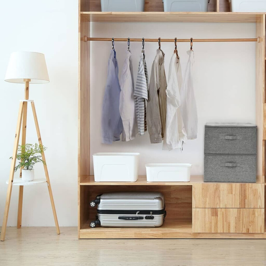 vidaXL Opbergboxen 2 st 43x34x23 cm stof grijs afbeelding 1