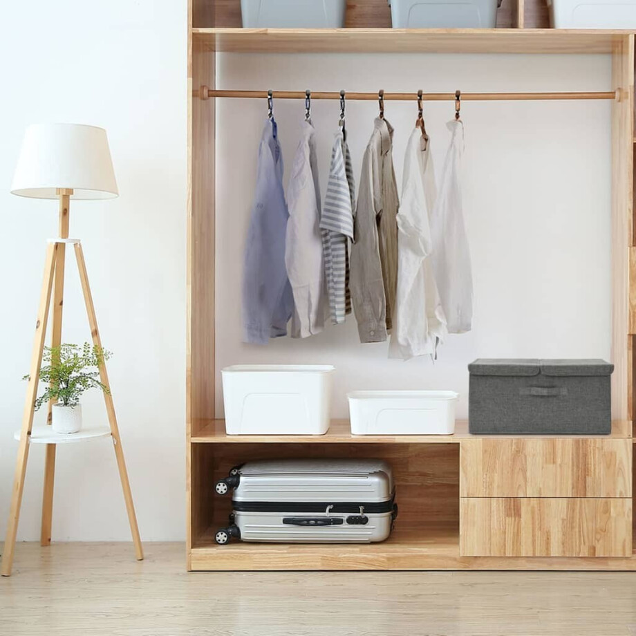 vidaXL Opbergbox 50x30x25 cm stof antracietkleurig afbeelding 1