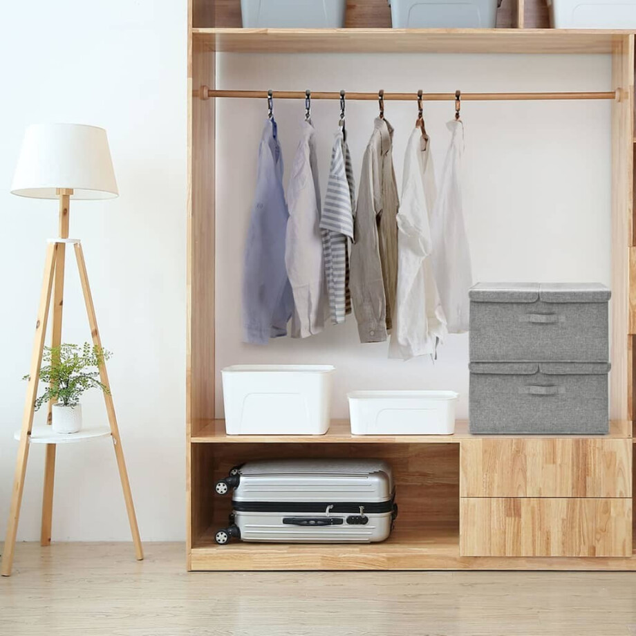 vidaXL Opbergboxen 2 st 50x30x25 cm stof grijs vidaXL Opbergboxen 2 st 50x30x25 cm stof grijs afbeelding 1