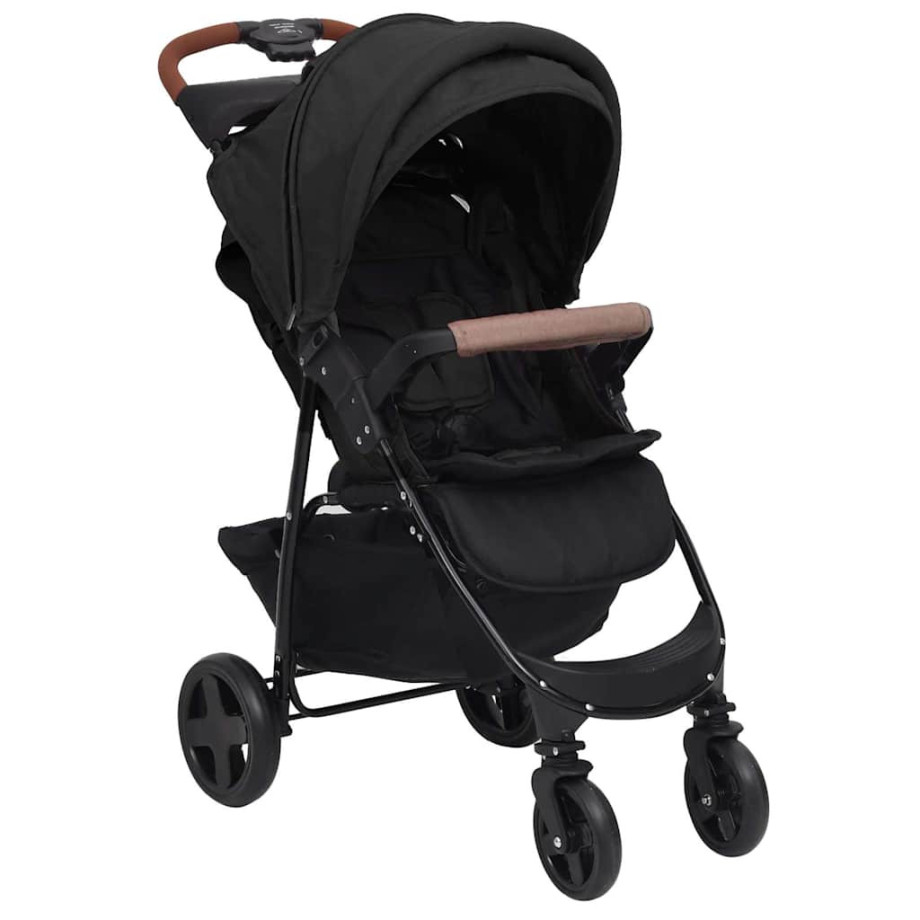 vidaXL Kinderwagen 2-in-1 staal antracietkleurig afbeelding 1