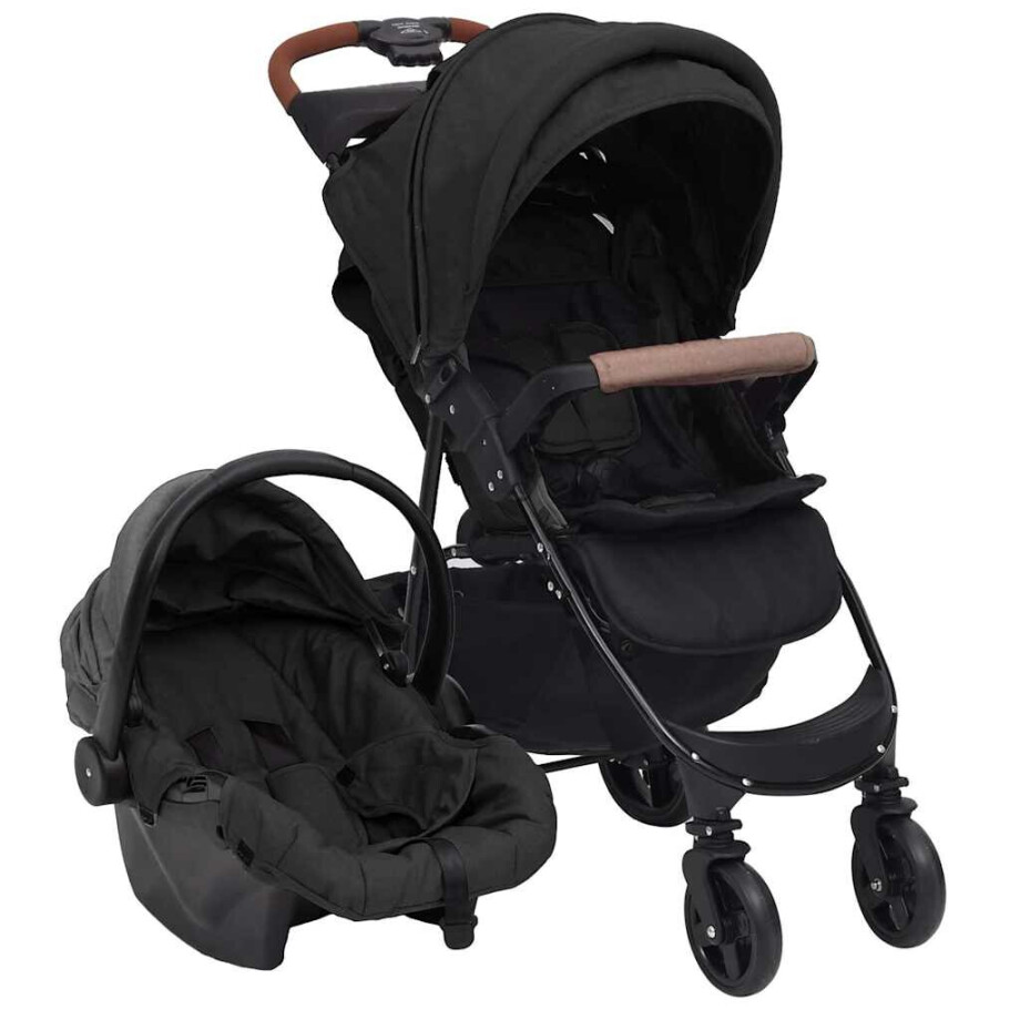 vidaXL Kinderwagen 3-in-1 staal antracietkleurig afbeelding 1