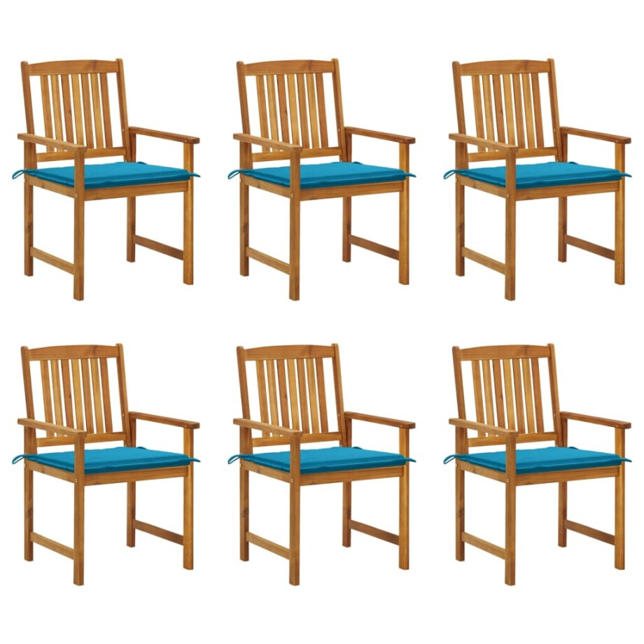 vidaXL Tuinstoelen 6 st met kussens massief acaciahout afbeelding 1