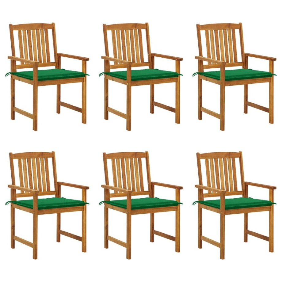 vidaXL Tuinstoelen 6 st met kussens massief acaciahout afbeelding 1