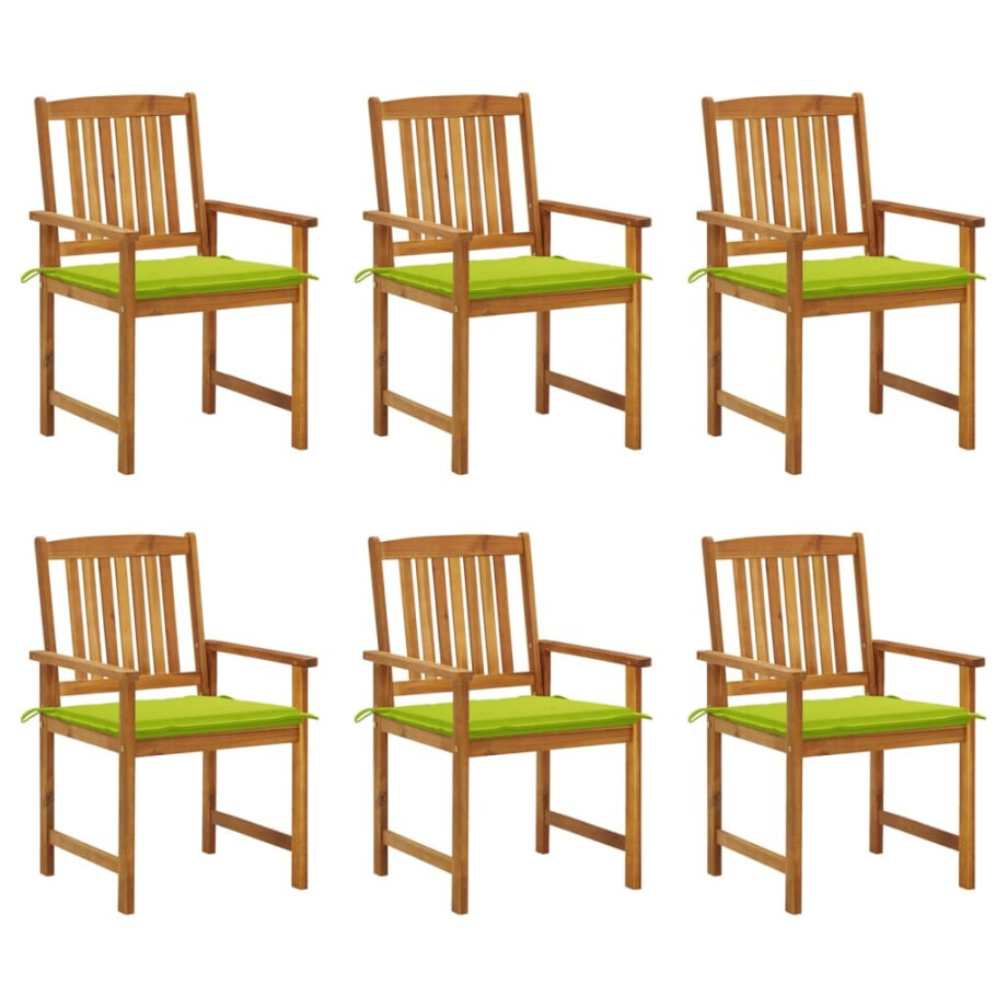 vidaXL Tuinstoelen 6 st met kussens massief acaciahout afbeelding 1