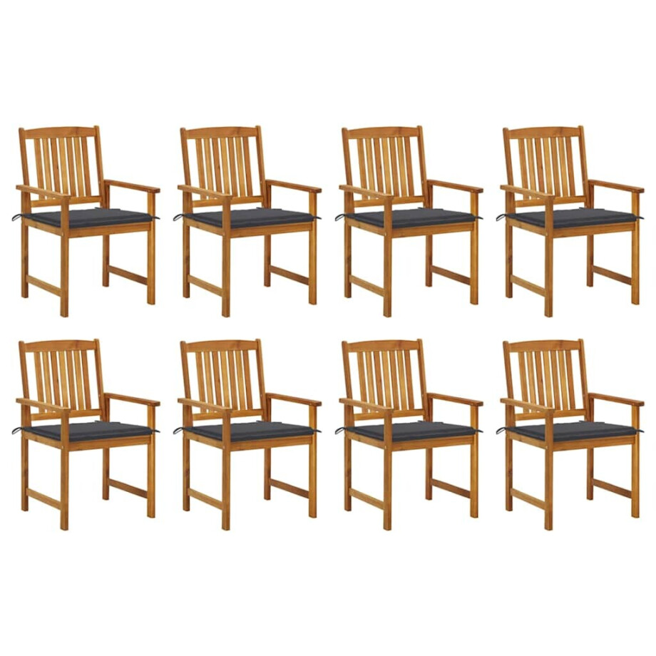 vidaXL Tuinstoelen 8 st met kussens massief acaciahout afbeelding 1
