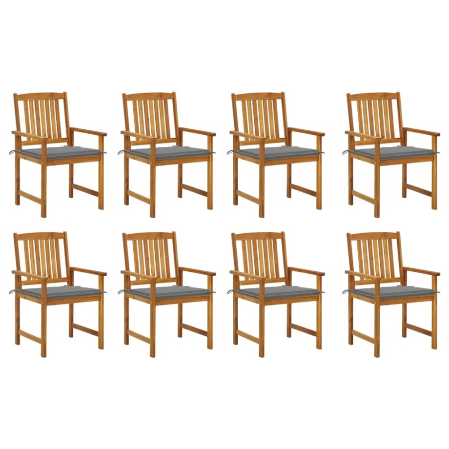 vidaXL Tuinstoelen 8 st met kussens massief acaciahout afbeelding 1