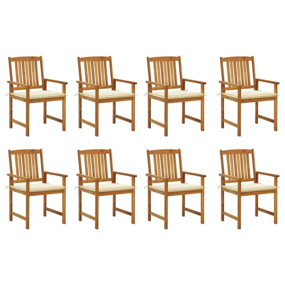 vidaXL Tuinstoelen 8 st met kussens massief acaciahout afbeelding 1