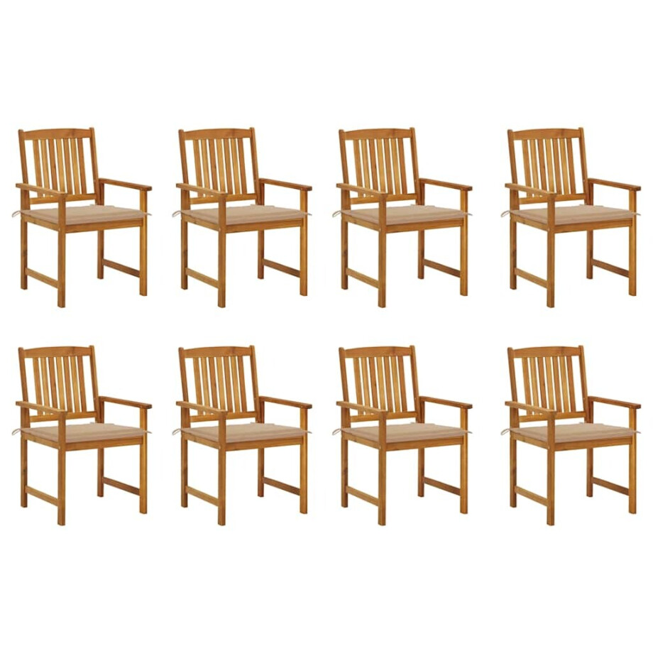 vidaXL Tuinstoelen 8 st met kussens massief acaciahout afbeelding 1