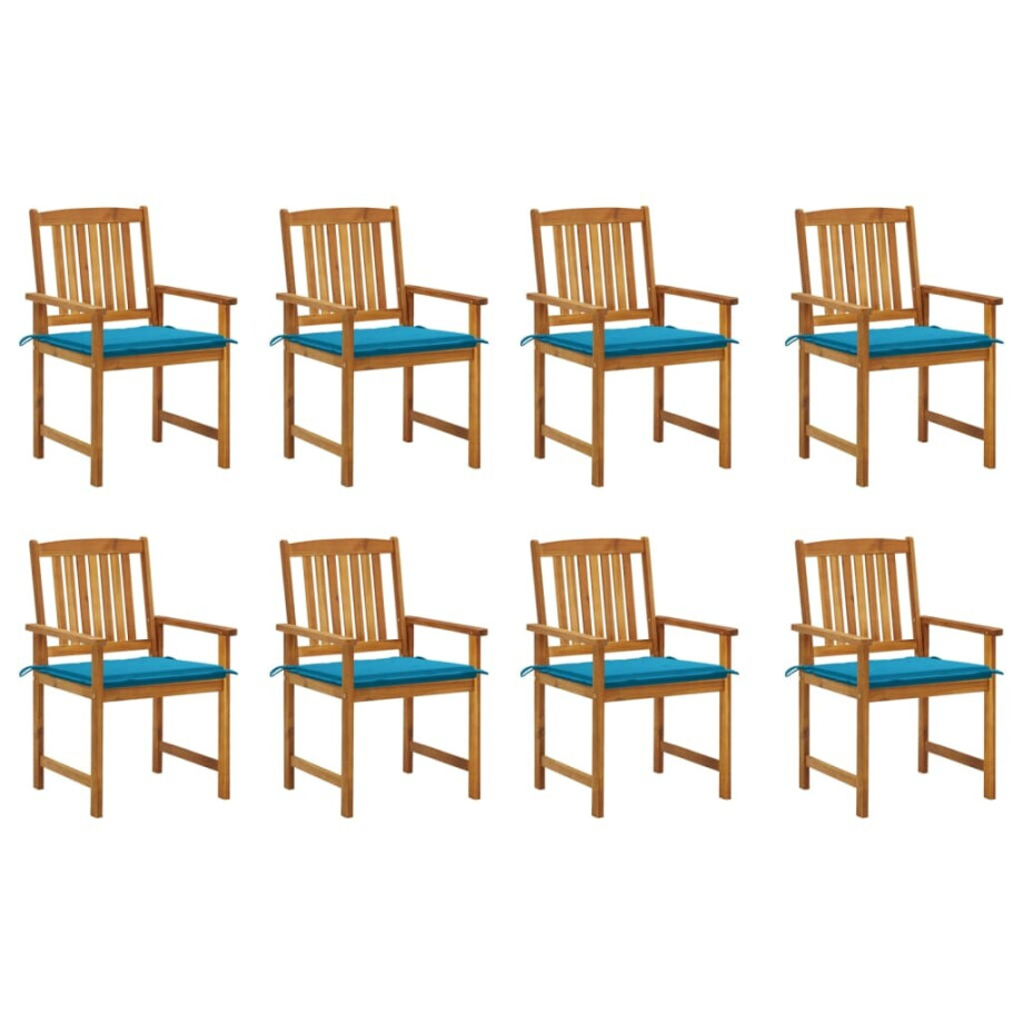 vidaXL Tuinstoelen 8 st met kussens massief acaciahout afbeelding 1