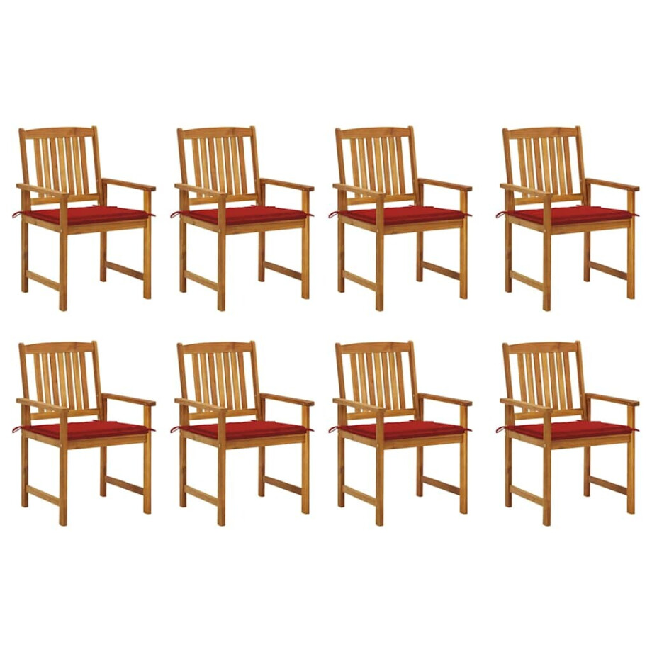 vidaXL Tuinstoelen 8 st met kussens massief acaciahout afbeelding 1
