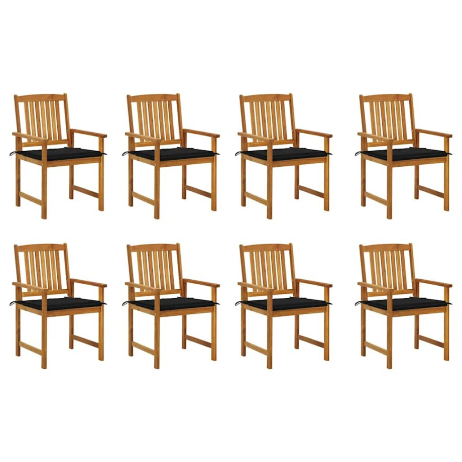 vidaXL Tuinstoelen 8 st met kussens massief acaciahout afbeelding 1