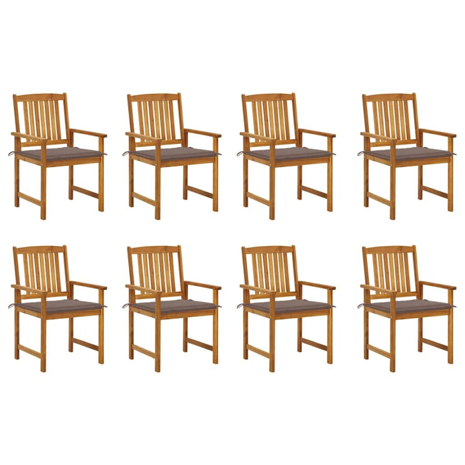 vidaXL Tuinstoelen 8 st met kussens massief acaciahout afbeelding 1