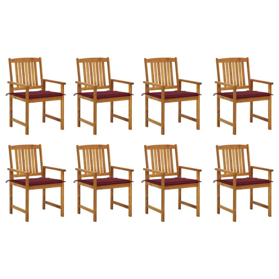 vidaXL Tuinstoelen 8 st met kussens massief acaciahout afbeelding 1