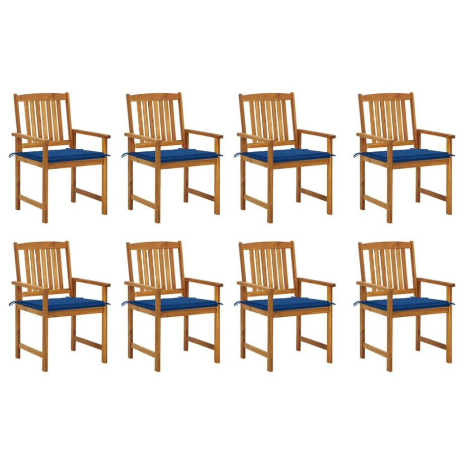 vidaXL Tuinstoelen 8 st met kussens massief acaciahout afbeelding 1