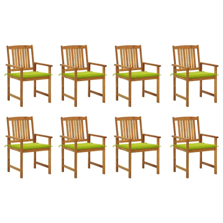 vidaXL Tuinstoelen 8 st met kussens massief acaciahout afbeelding 1