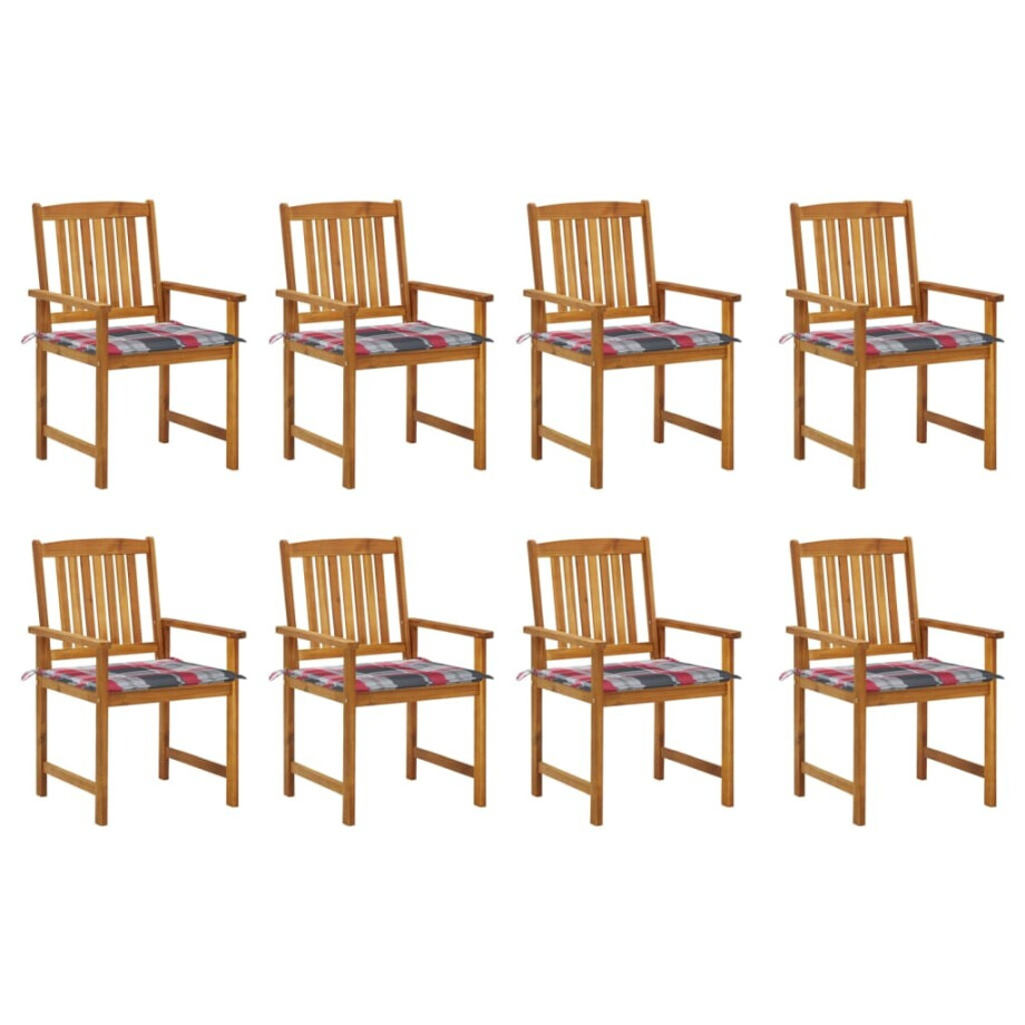 vidaXL Tuinstoelen 8 st met kussens massief acaciahout afbeelding 1