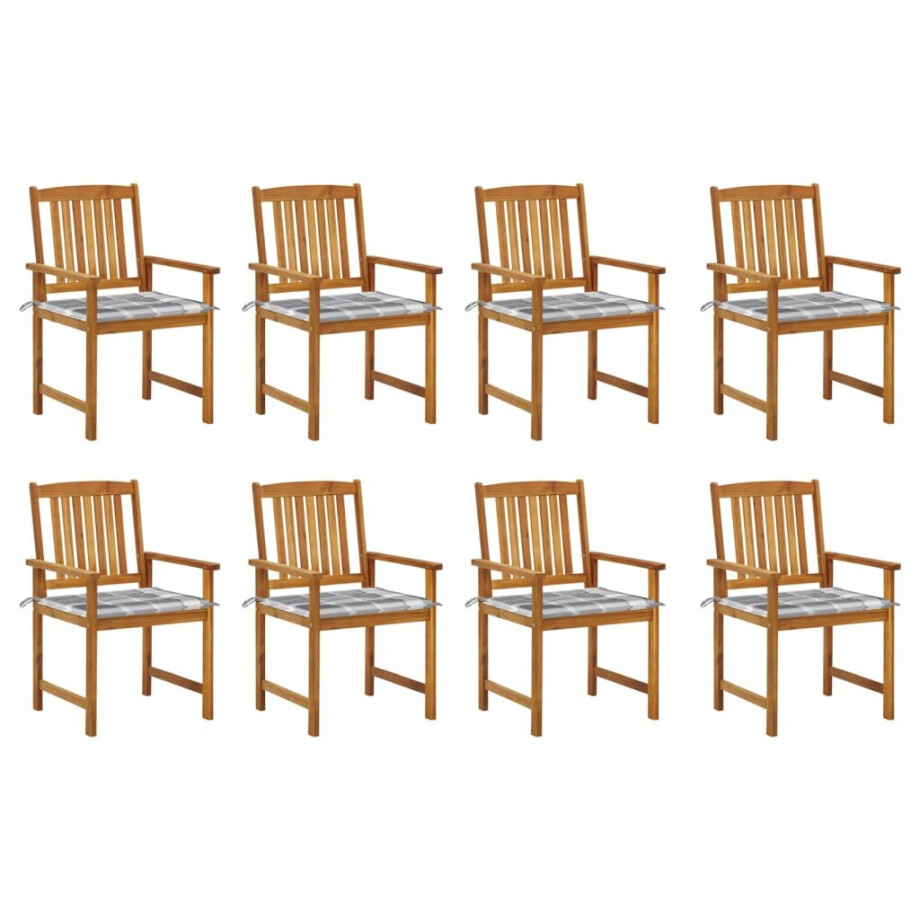 vidaXL Tuinstoelen 8 st met kussens massief acaciahout afbeelding 1